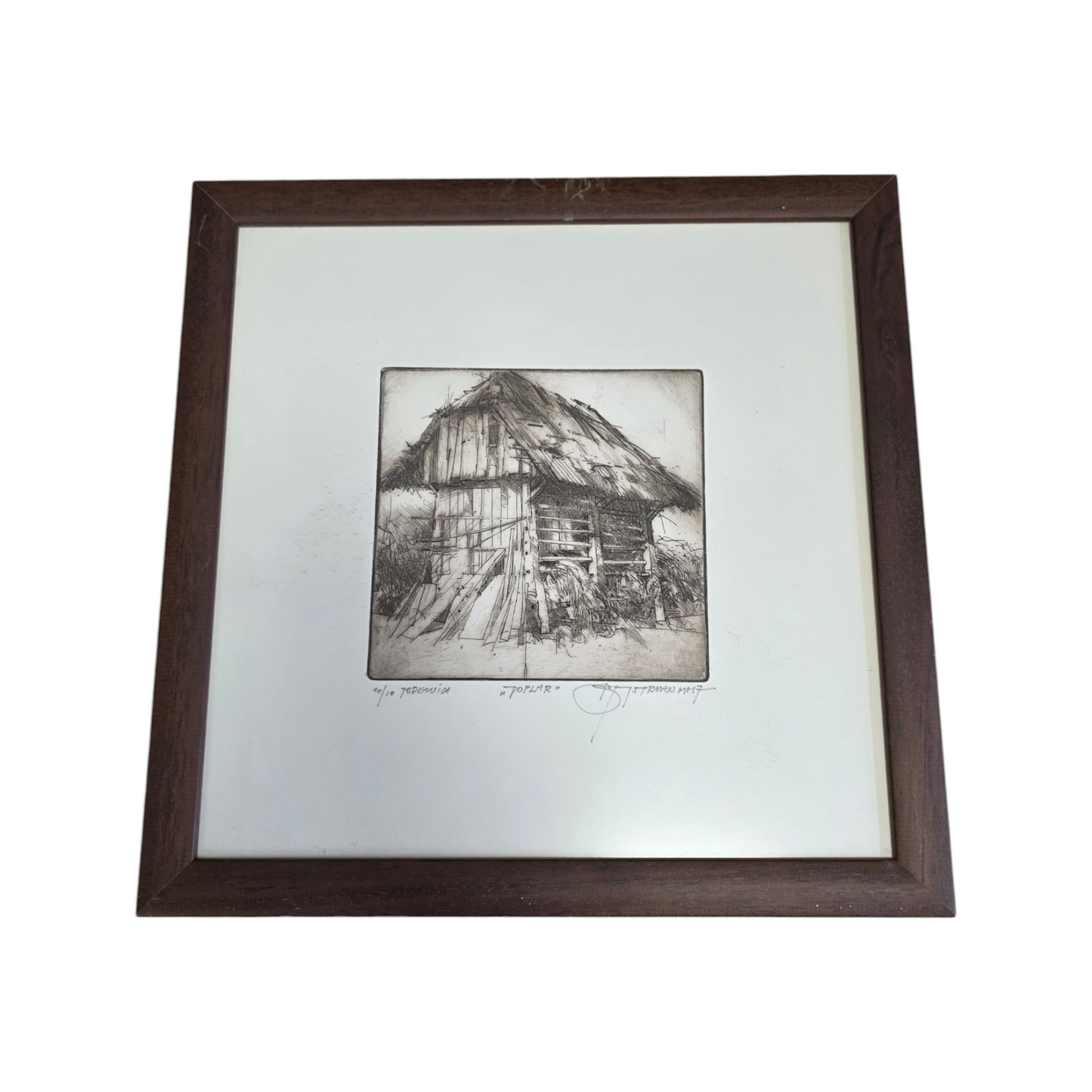 Božidar Strman Mišo; jedkanica; "Kozolec - Topler"; 34 cm x 34 cm