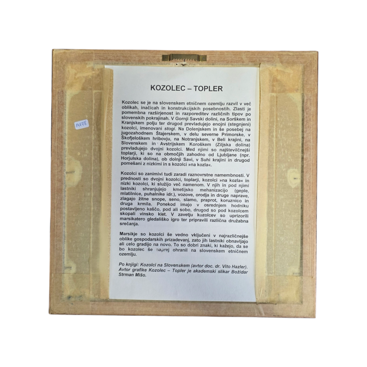 Božidar Strman Mišo; jedkanica; "Kozolec - Topler"; 34 cm x 34 cm