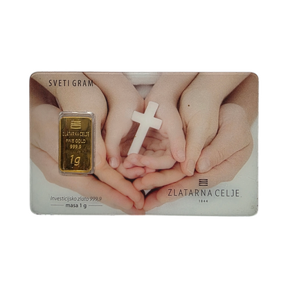 Naložbeno zlato SVETI GRAM 24K 999.9/1000; masa=1.00g