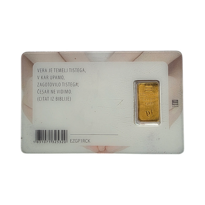 Naložbeno zlato SVETI GRAM 24K 999.9/1000; masa=1.00g