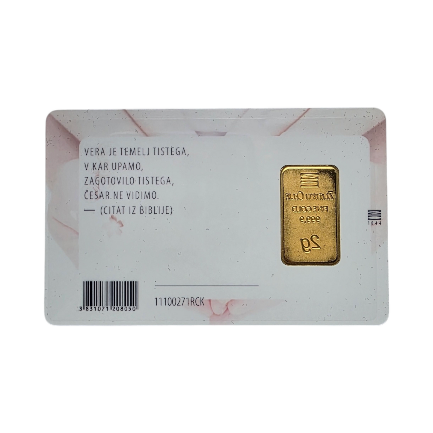 Naložbeno zlato SVETA GRAMA 24K 999.9/1000; masa=2.00g