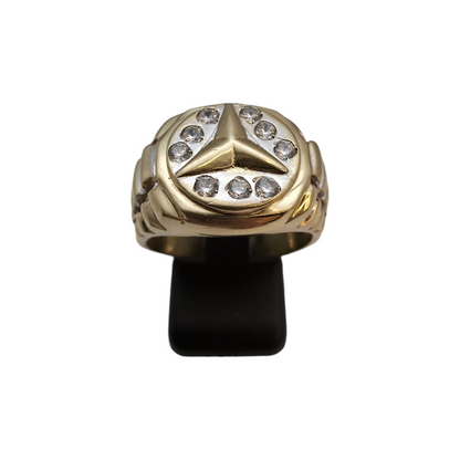 Zlati prstan "MERCI" 14K 585/1000; masa=12.05g