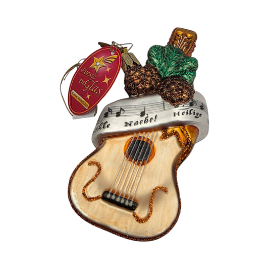 Stekleni božični okrasek kitara