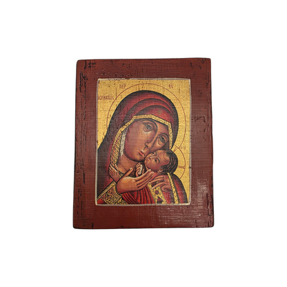 Ikona; Mešana tehnika; "BOGORODICA S KRISTOM"; 19 cm x 24 cm