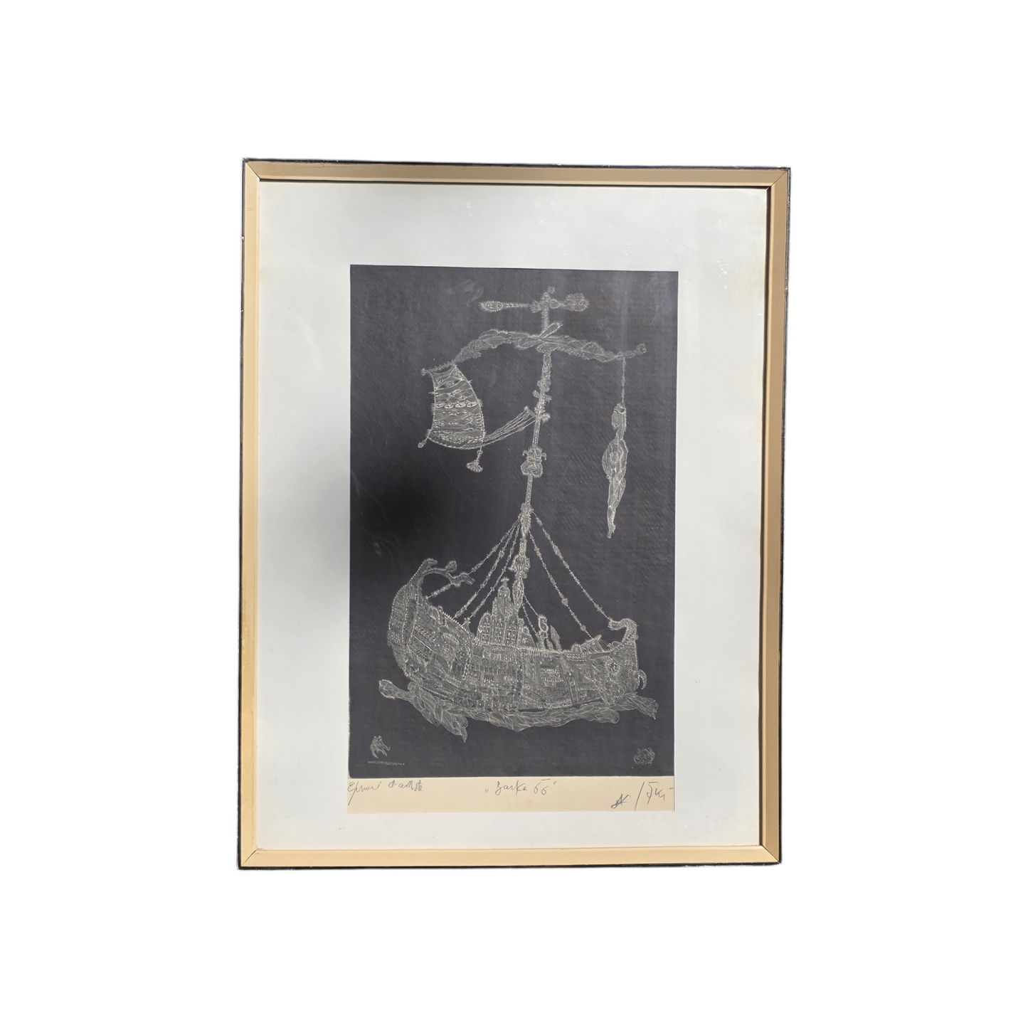 Jože Horvat Jaki; grafika; "Barka 66"; 53 cm x 69 cm