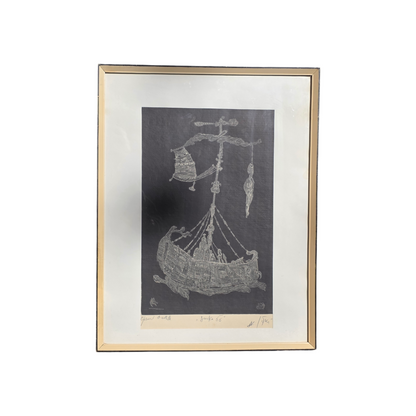 Jože Horvat Jaki; grafika; "Barka 66"; 53 cm x 69 cm