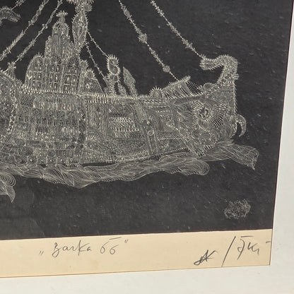 Jože Horvat Jaki; grafika; "Barka 66"; 53 cm x 69 cm