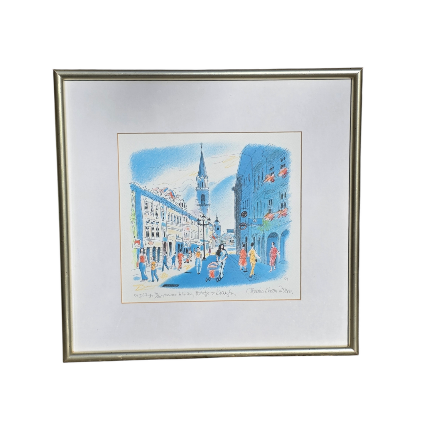A.P.K. ; Mešana tehnika; "Poletje v Kranju"; 42 cm x 41 cm