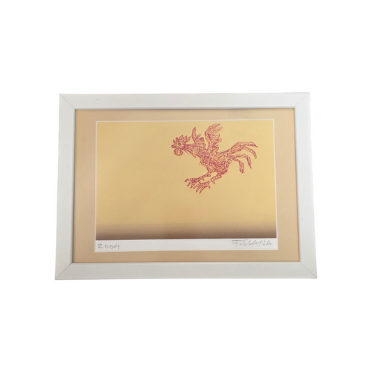 France Slana; grafika; "Rdeči petelin"; 33 cm x 24 cm