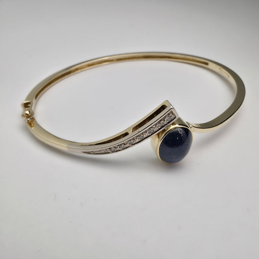 Zlata zapestnica "NEELAM" 14K 585/1000+DIA; masa=12.60g