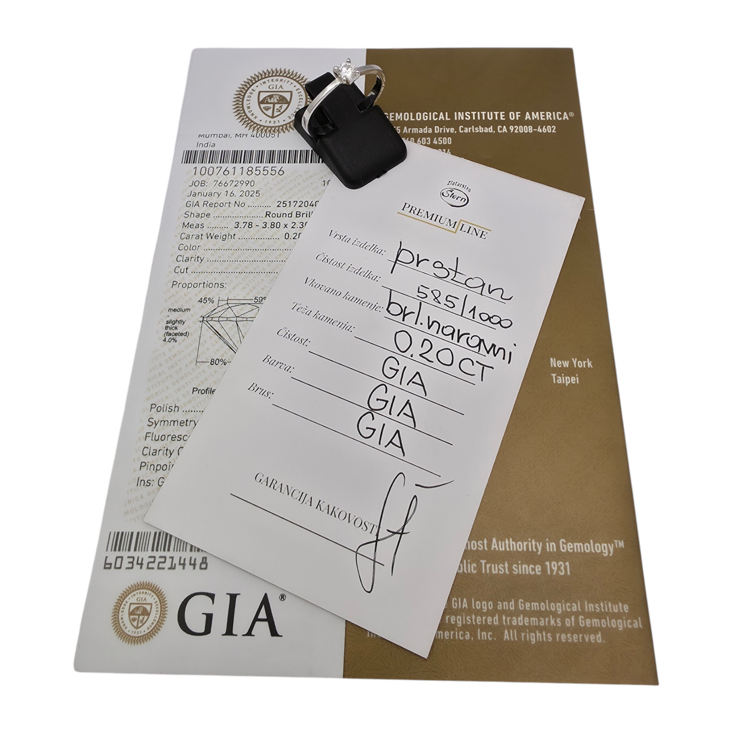 Diamantni prstan "STARLEE" 14K 585/1000+DIA+CERT; masa=1.91g