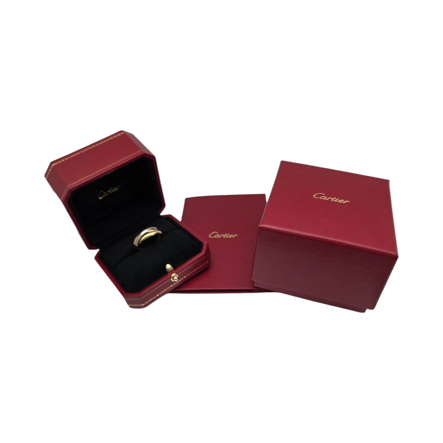 Zlati prstan "Cartier Trinity ring classic 18K 750/1000 + Pt 950/1000; masa=9.80g