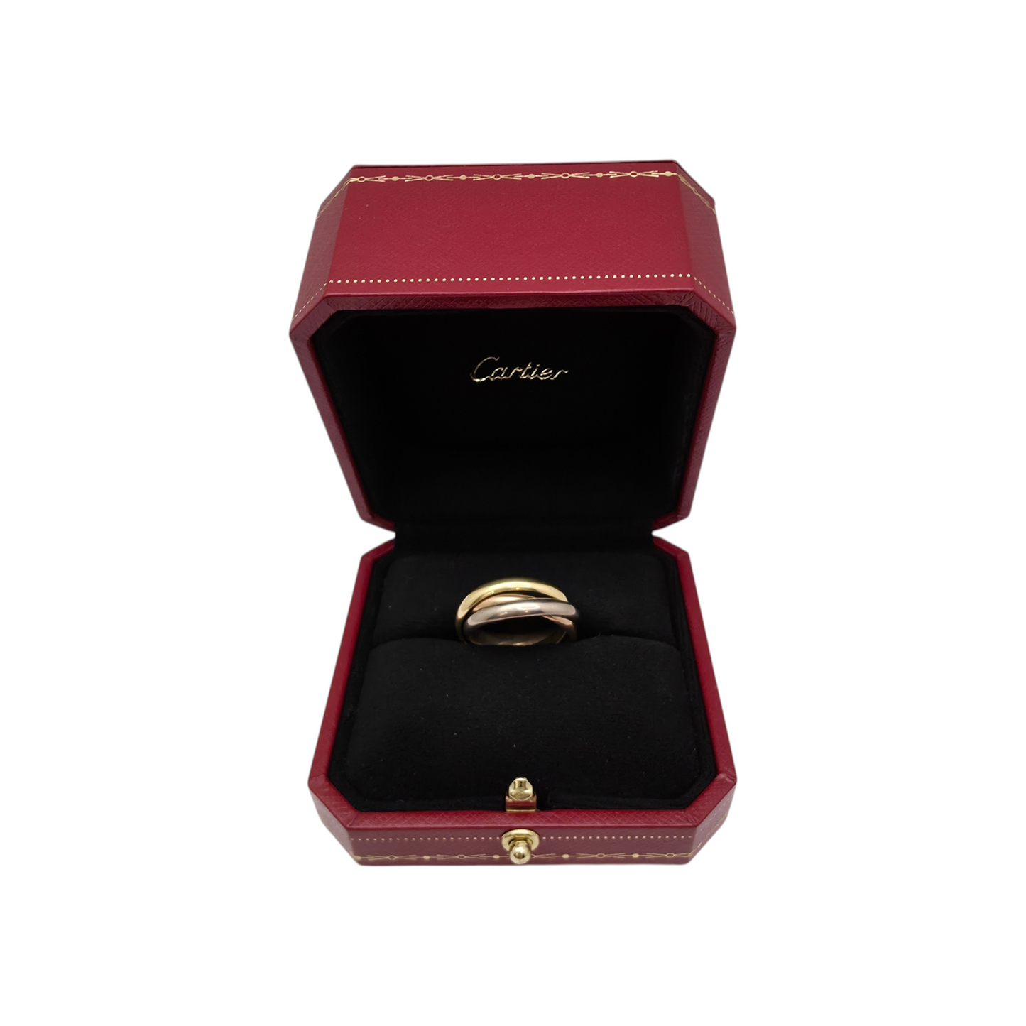 Zlati prstan "Cartier Trinity ring classic 18K 750/1000 + Pt 950/1000; masa=9.80g