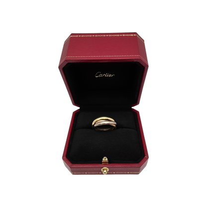 Zlati prstan "Cartier Trinity ring classic 18K 750/1000 + Pt 950/1000; masa=9.80g