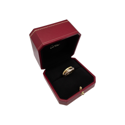 Zlati prstan "Cartier Trinity ring classic 18K 750/1000 + Pt 950/1000; masa=9.80g