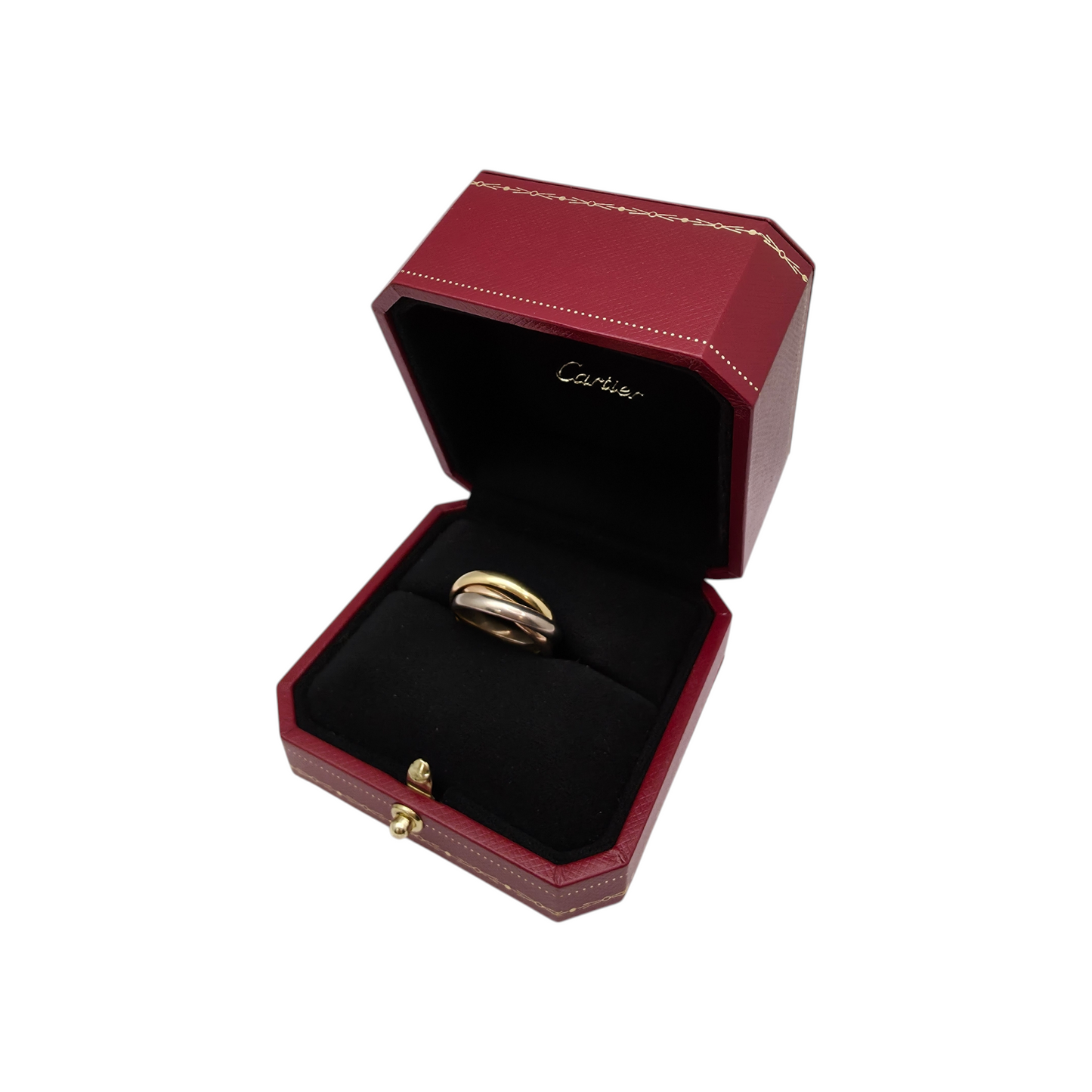 Zlati prstan "Cartier Trinity ring classic 18K 750/1000 + Pt 950/1000; masa=9.80g
