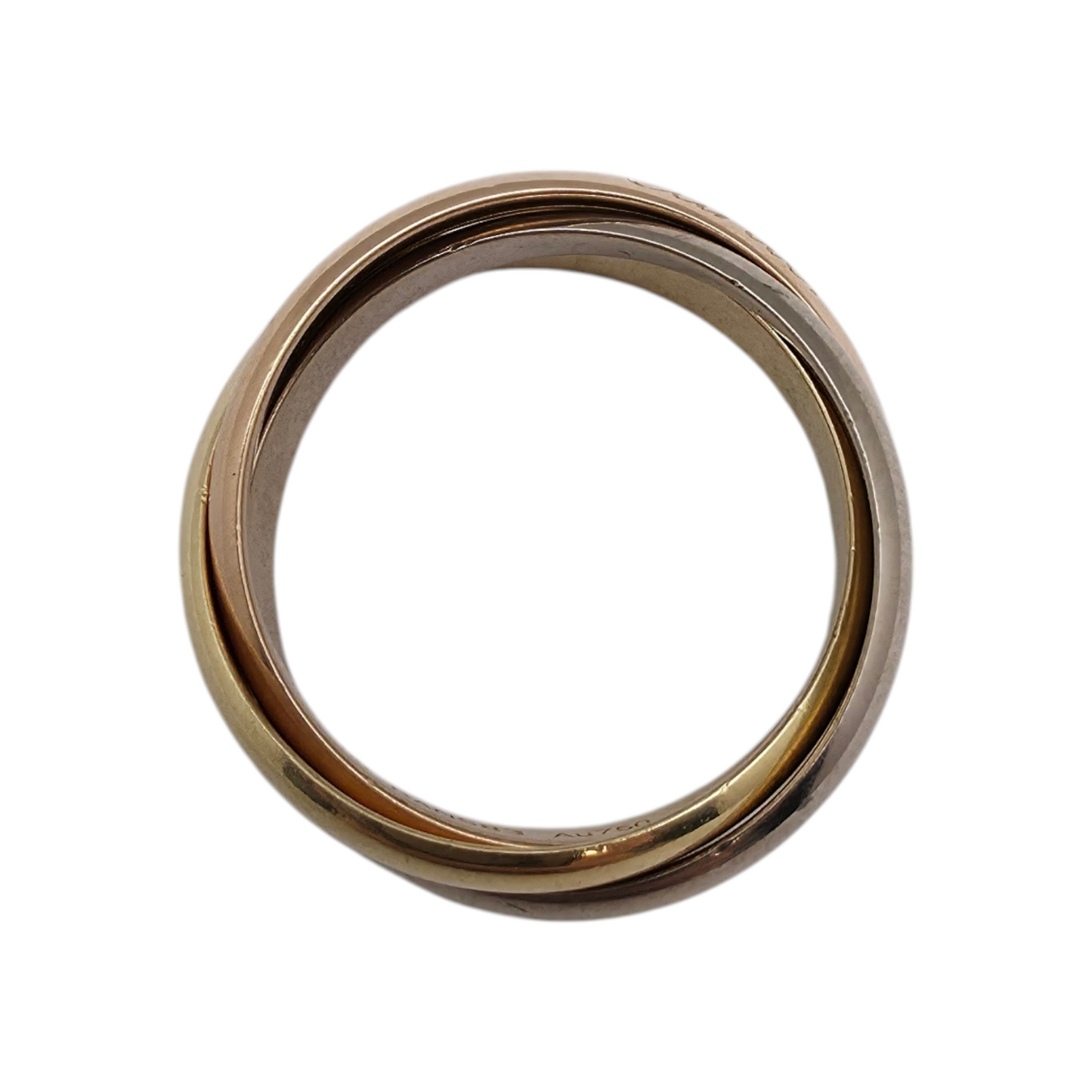 Zlati prstan "Cartier Trinity ring classic 18K 750/1000 + Pt 950/1000; masa=9.80g