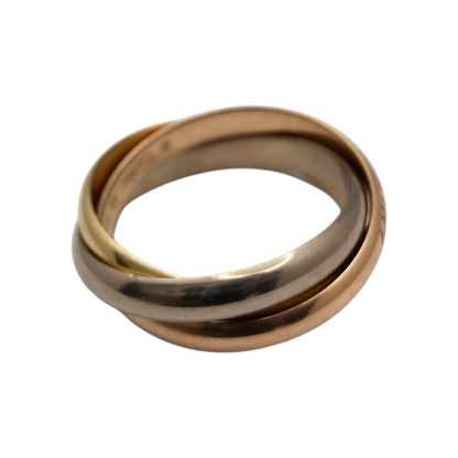 Zlati prstan "Cartier Trinity ring classic 18K 750/1000 + Pt 950/1000; masa=9.80g
