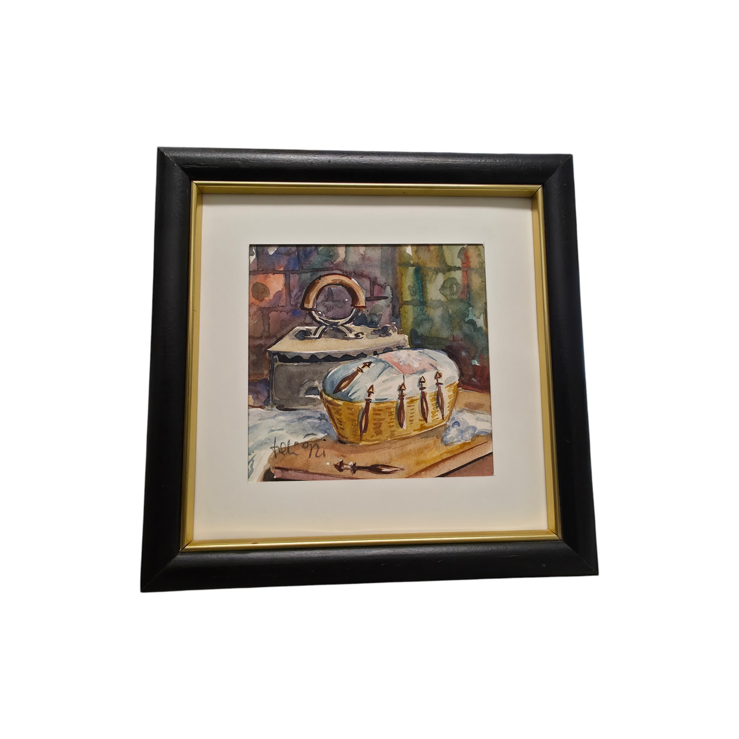 Neznani avtor; akvarel; "Idrijsko tihožitje"; 22 cm x 22 cm