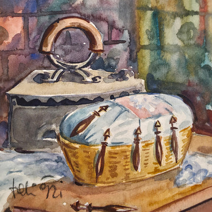 Neznani avtor; akvarel; "Idrijsko tihožitje"; 22 cm x 22 cm