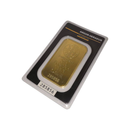 Naložbeno zlato Argor Heraeus 24K 999.9/1000; masa=50.00g