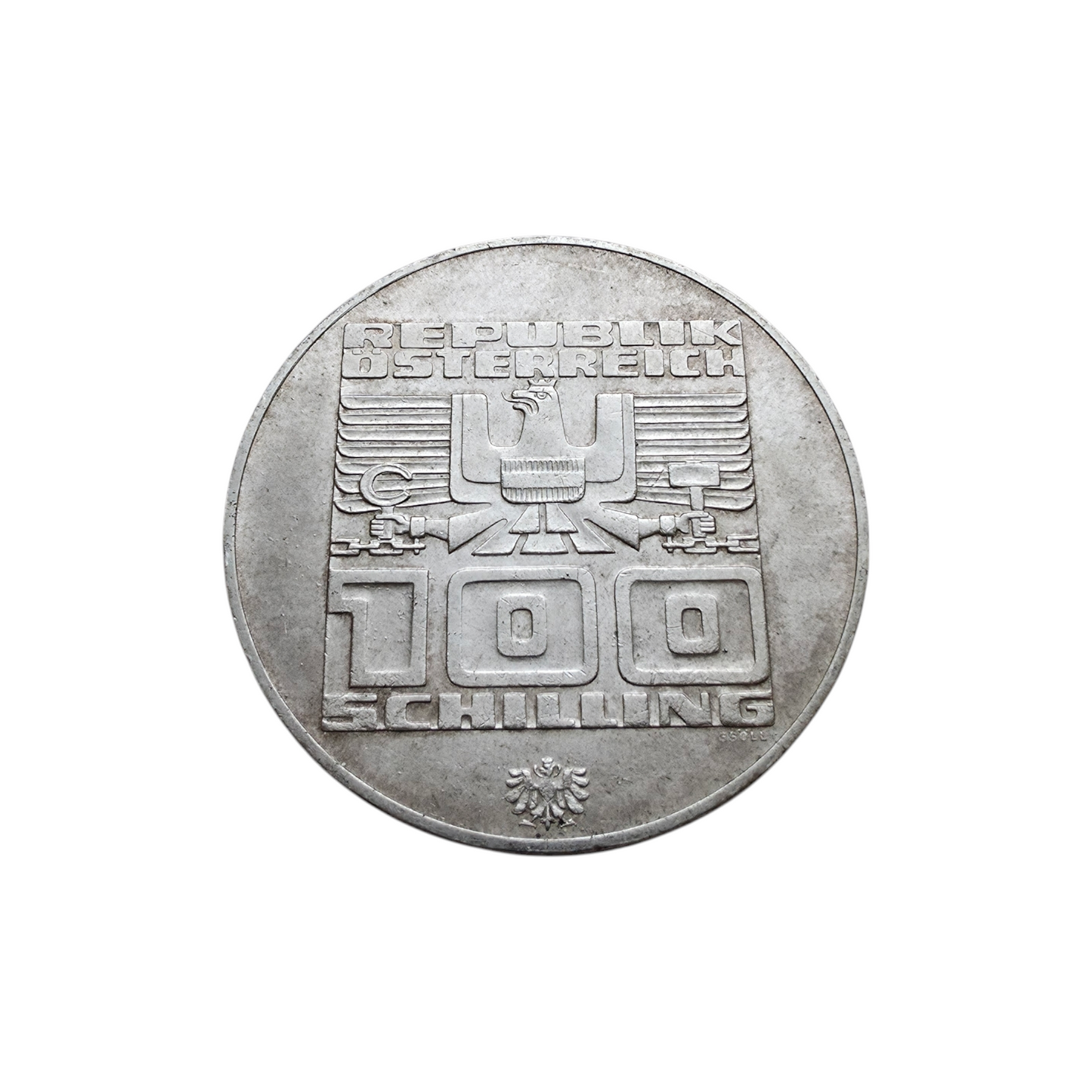 Srebrnik "100 SCHILLING" Ag 640/1000; masa=24.14g