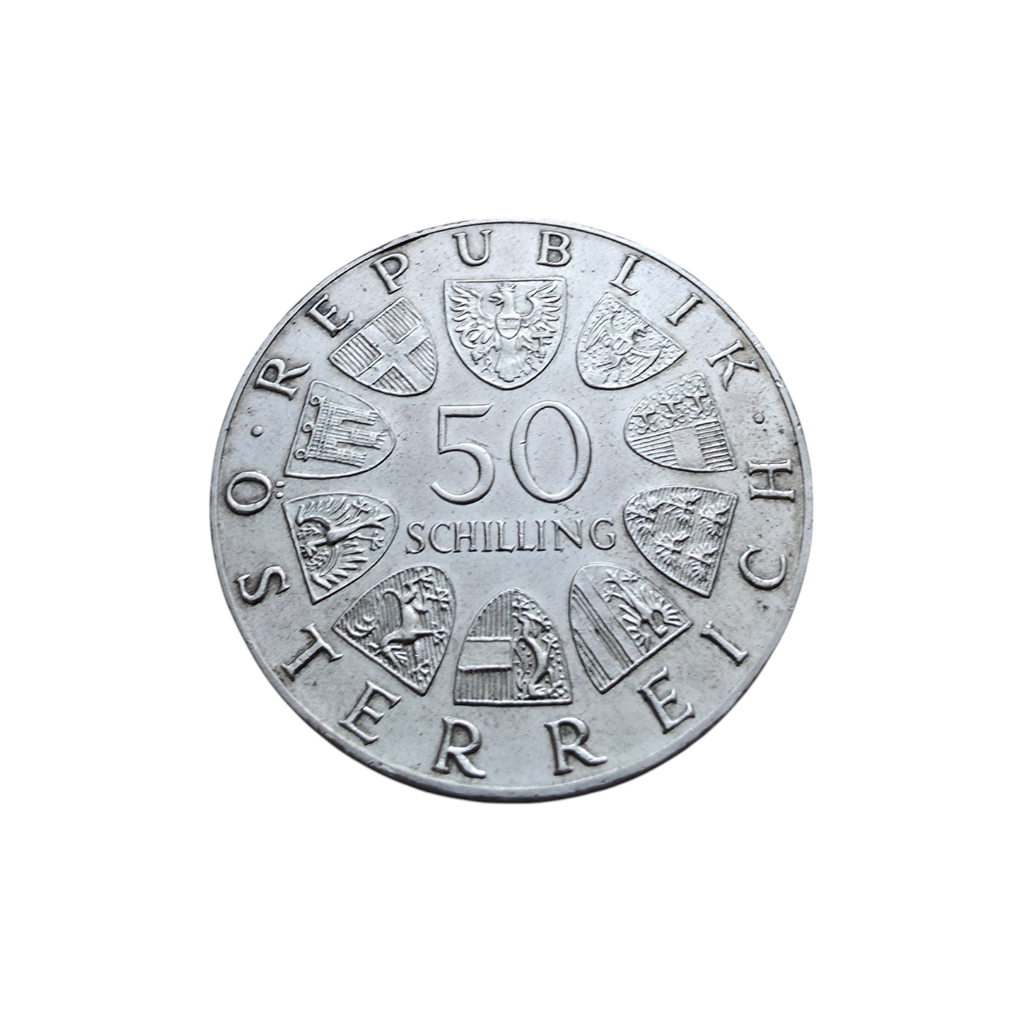 Srebrnik "50 SCHILLING" Ag 640/1000; masa=19.74g