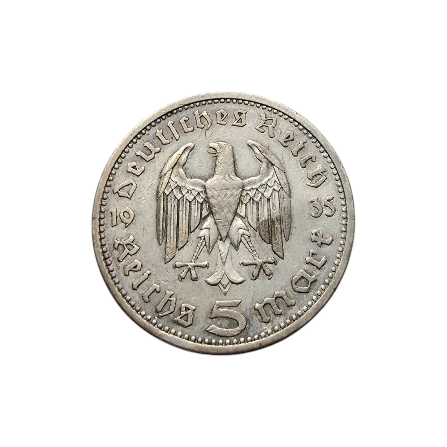 Srebrnik "5 REICHS MARK" Ag 900/1000; masa=13.80g