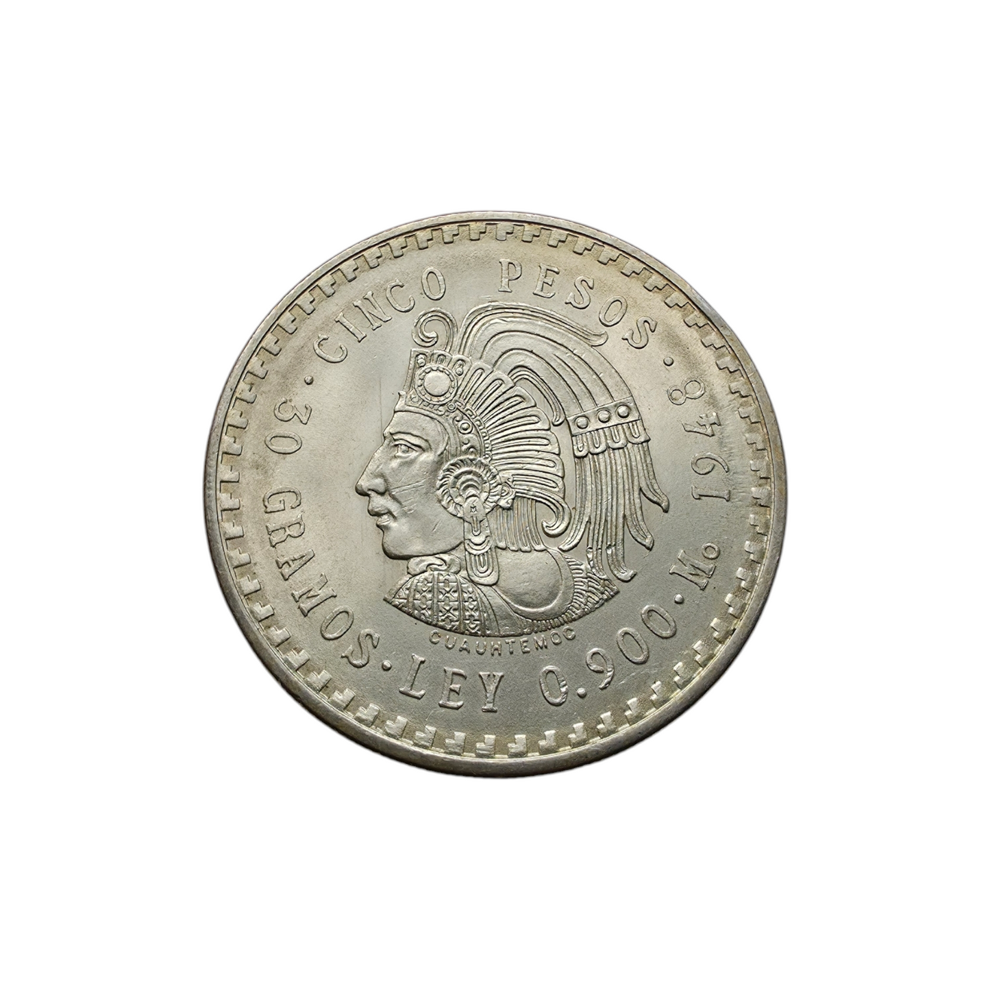 Srebrnik "5 PESOS" 900/1000; masa=30.06g