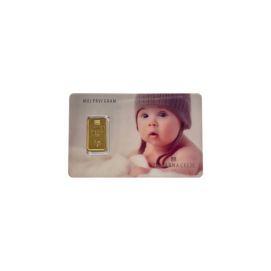 Naložbeno zlato "Moj prvi gram" 24K 999.9/1000; masa=1.00g