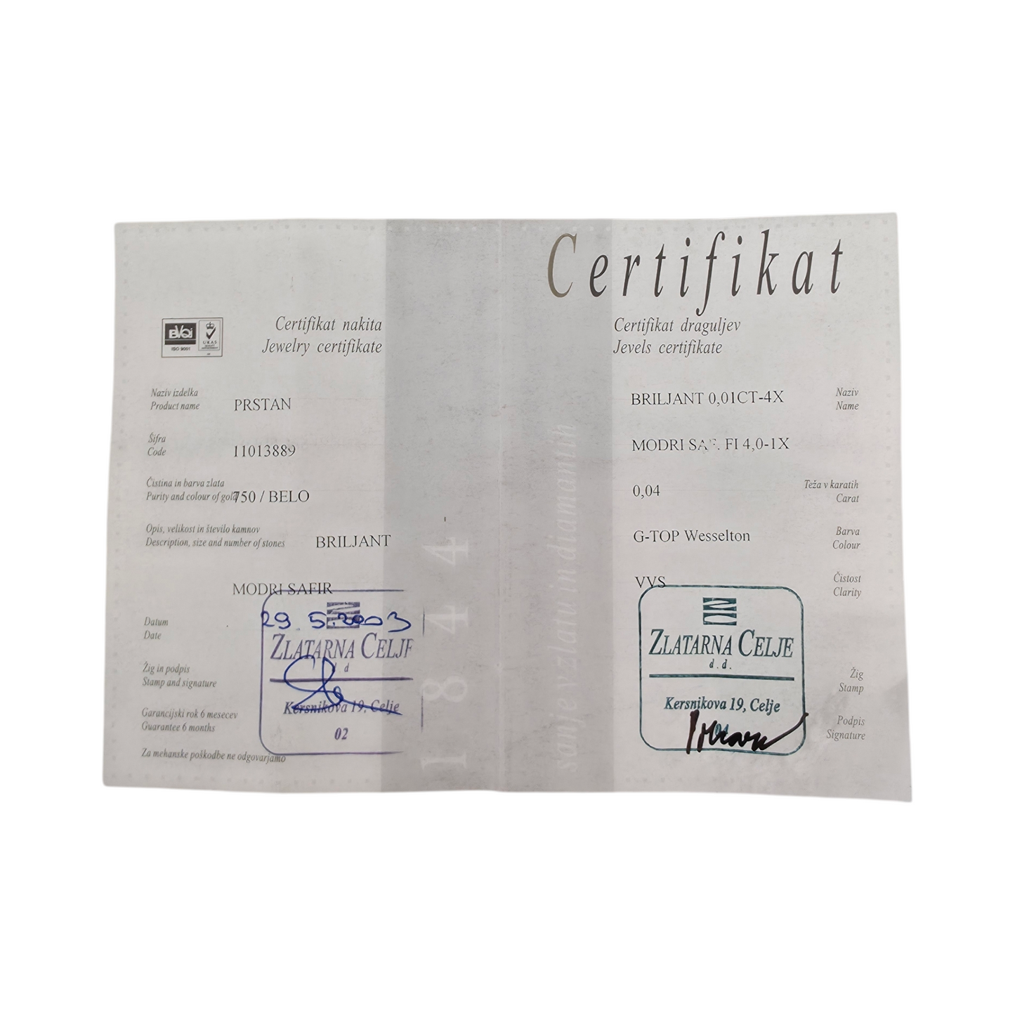 Set diamantnega nakita SAFIR 18K 750/1000 + Certifikati