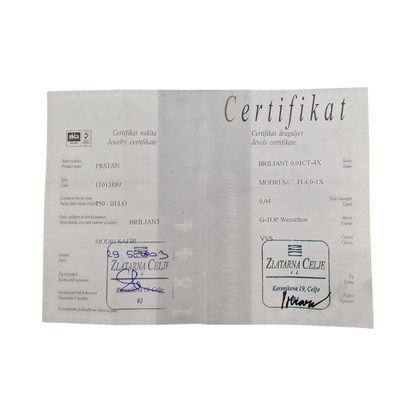 Set diamantnega nakita SAFIR 18K 750/1000 + Certifikati
