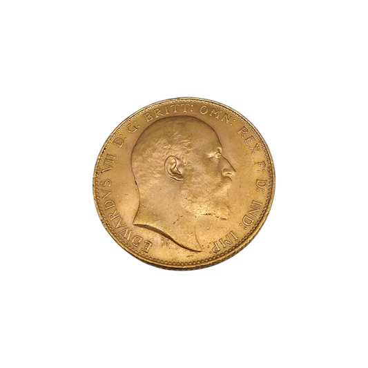 Zlatnik "EDWARD VII." 22K 916/1000; masa=7.98g