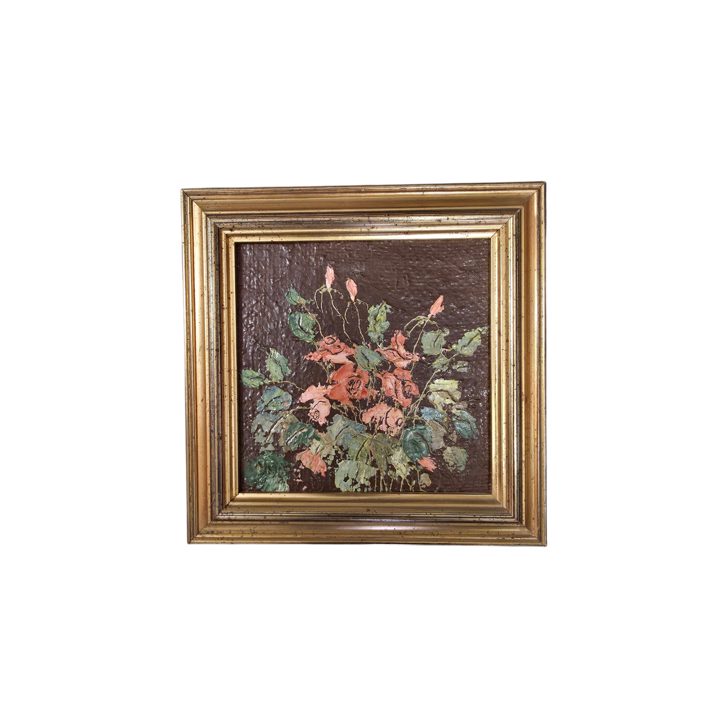 N/A; akril na les; "Rdeči šopek"; 22 cm x 22 cm