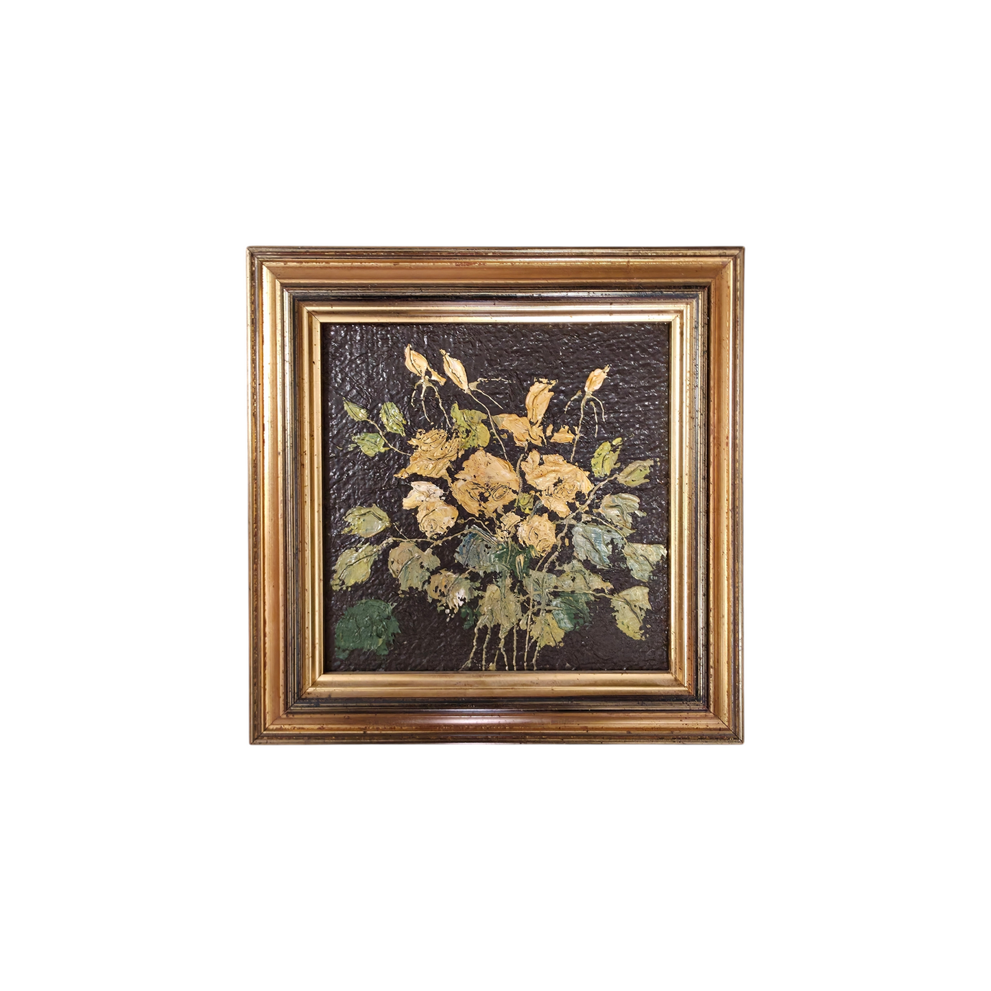 N/A; akril na les; "Rumeni šopek"; 22 cm x 22 cm