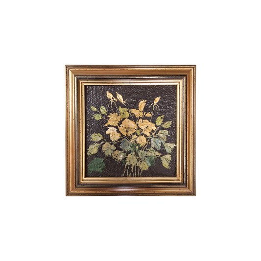 N/A; akril na les; "Rumeni šopek"; 22 cm x 22 cm