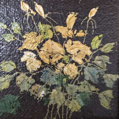 N/A; akril na les; "Rumeni šopek"; 22 cm x 22 cm