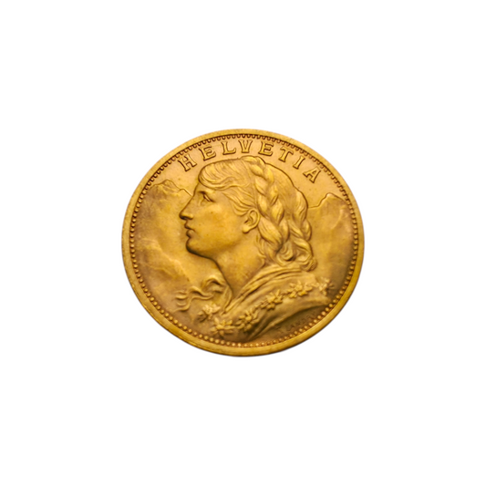 Zlatnik 20 Francs 21K 900/1000; masa=6.45g (1947)