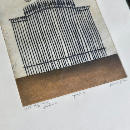 Zdenka Golob; grafika; "Ograja III."; 41 cm x 31 cm