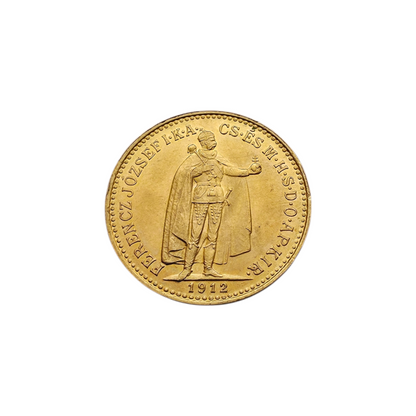 Zlatnik 10 MADŽARSKIH KRON 21K 900/1000; masa=3.38g (1912)