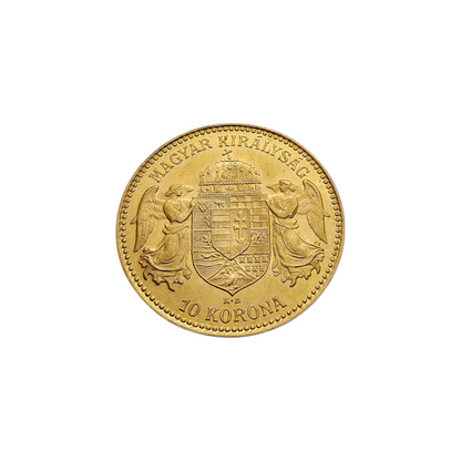 Zlatnik 10 MADŽARSKIH KRON 21K 900/1000; masa=3.38g (1912)