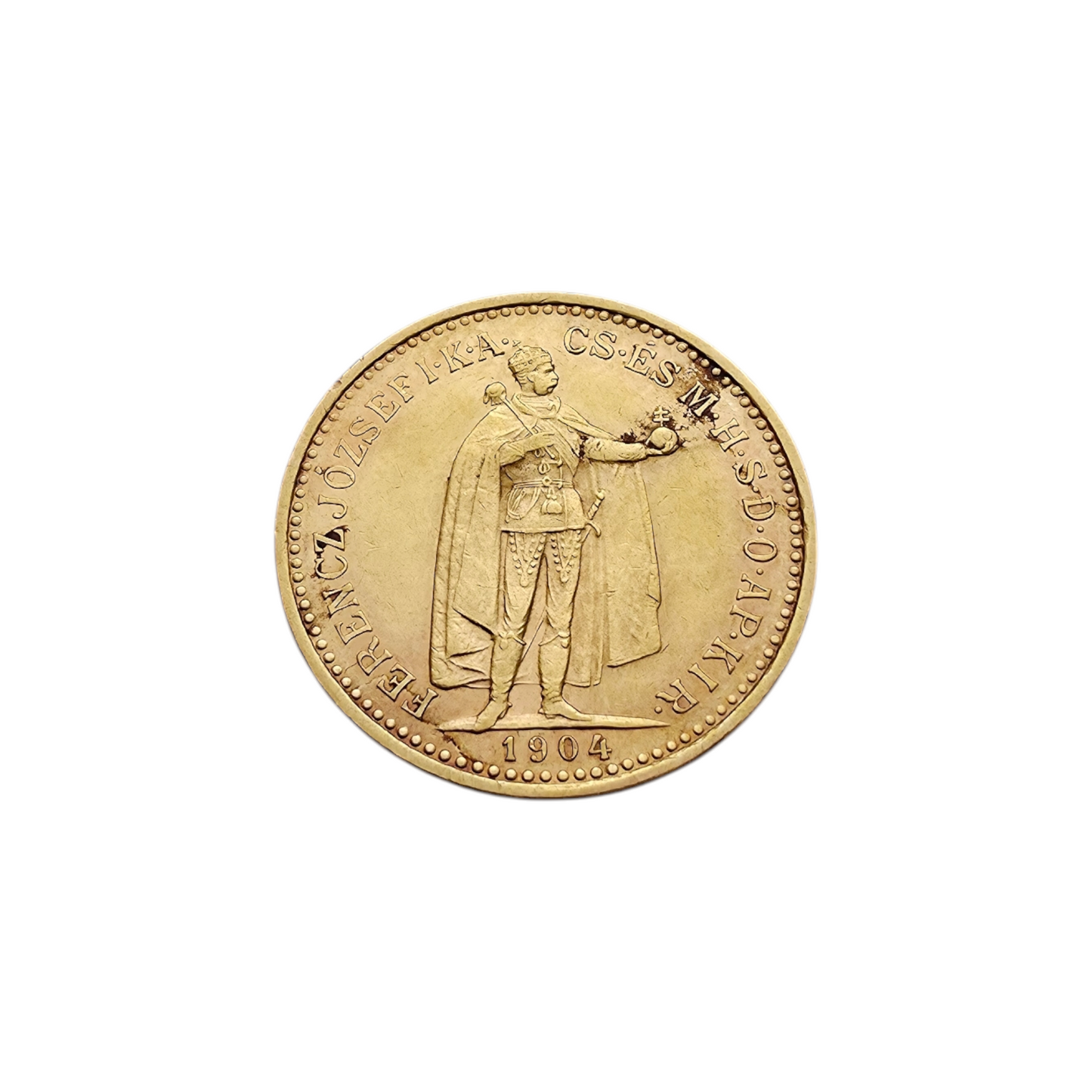 Zlatnik 10 MADŽARSKIH KRON 21K 900/1000; masa=3.38g (1904)