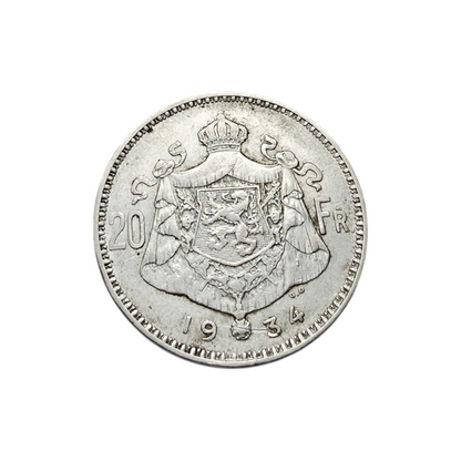 Srebrnik "20 FRANCS ALBERT" Ag 680/1000; masa=10.88g