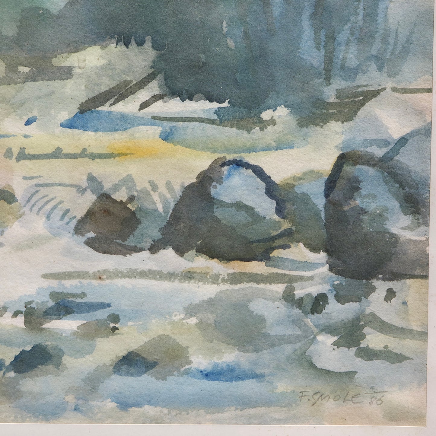 France Smole; akvarel; pokrajina; 57 cm x 45 cm