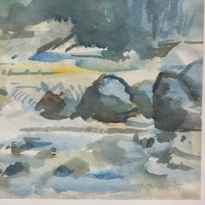 France Smole; akvarel; pokrajina; 57 cm x 45 cm