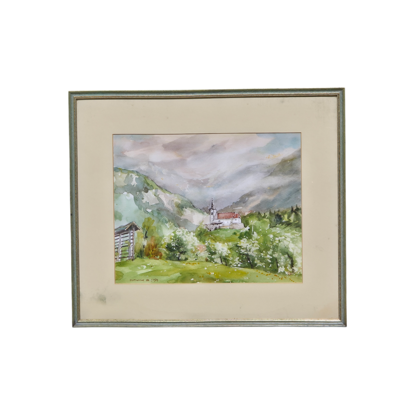 Bogdan Potnik; akvarel; "Kamnik"; 52 cm x 45 cm