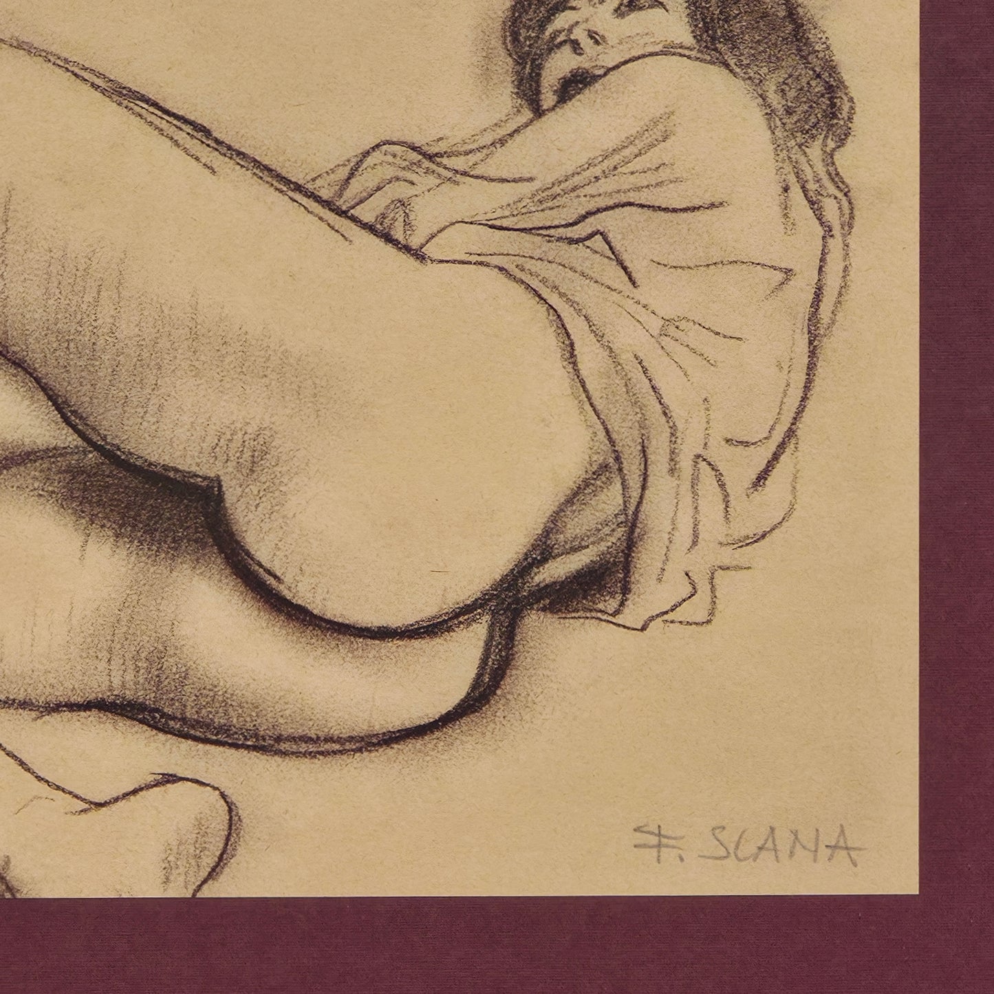 France Slana; risba; Ženski akt; 53 cm x 32 cm