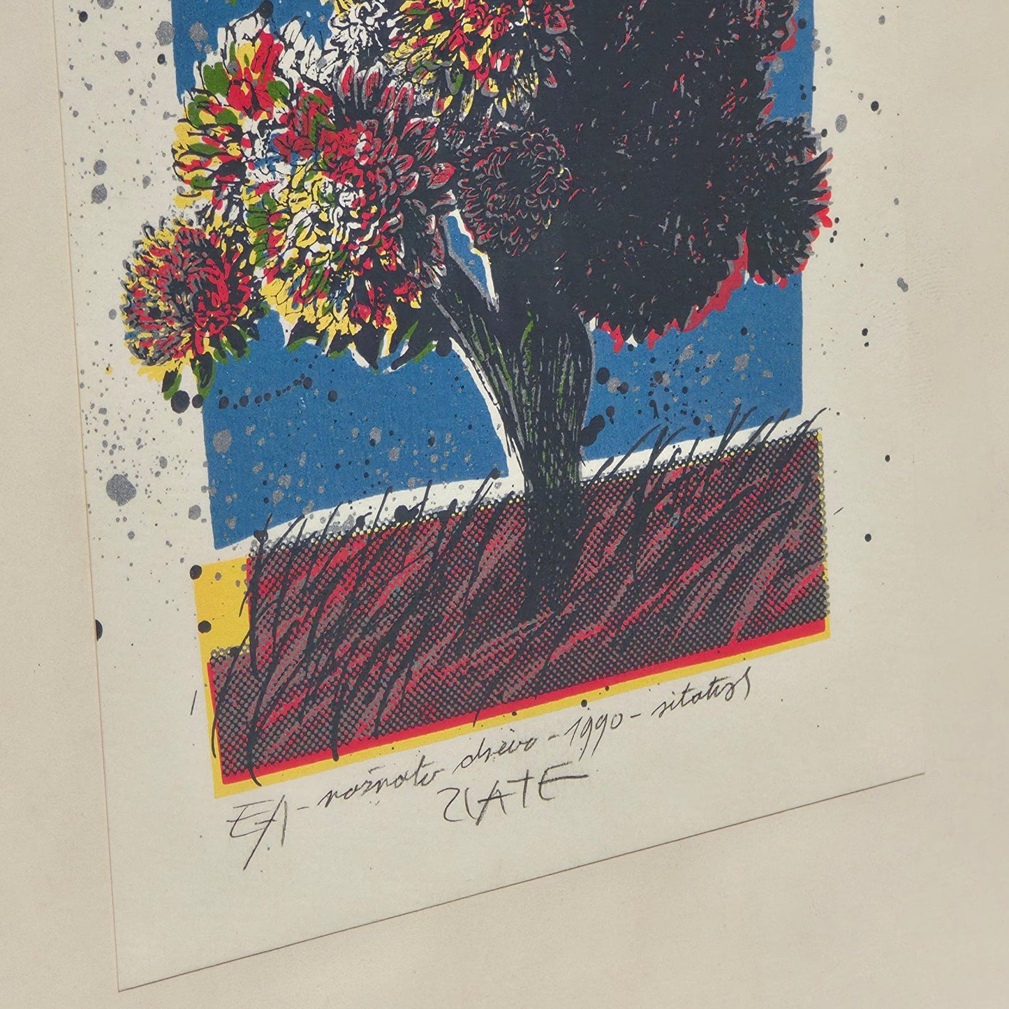Cveto Zlate; E.A. sitotisk; "Rožnato drevo"; 30 cm x 36 cm
