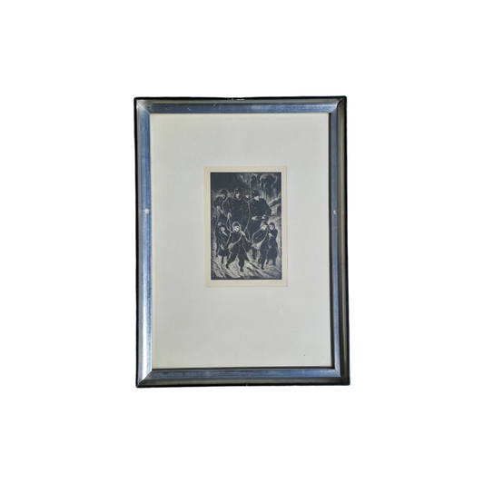 Božidar Jakac; bakrorez; "Živi zid" 1948; 27 cm x 37 cm