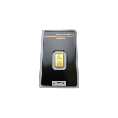 Naložbeno zlato Argor Heraeus 24K 999.9/1000; masa=2.00g